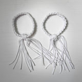 Set of Muay Thai Boran Boxing Pra Jiad Armbands / Mongkhon Headband Size Free White