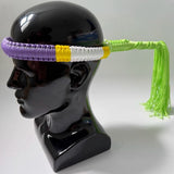 Set of Muay Thai Boran Boxing Pra Jiad Armbands / Mongkhon Headband Size Free Purple Green Yellow