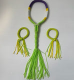 Set of Muay Thai Boran Boxing Pra Jiad Armbands / Mongkhon Headband Size Free Purple Green Yellow