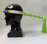 Set of Muay Thai Boran Boxing Pra Jiad Armbands / Mongkhon Headband Size Free Purple Green Yellow