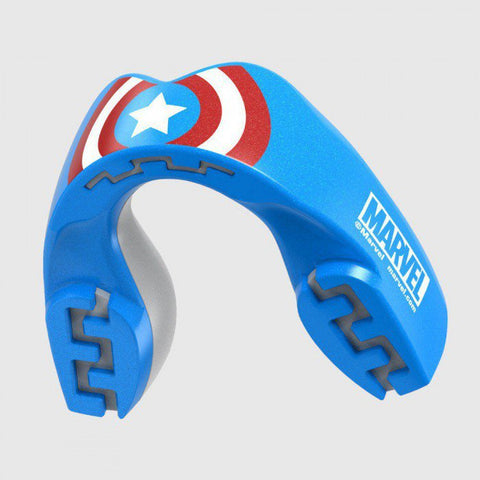SAFEJAWZ Marvel Captain America SPORTS MUAY THAI BOXING MMA SELF-FIT MOUTHGUARD Blue Senior Age 12+