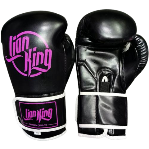 LION KING 3466 MUAY THAI  BOXING GLOVES 2.0 8-12 oz Black Pink