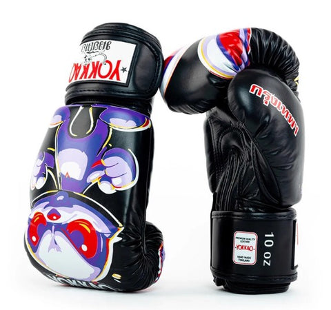 YOKKAO ANGRY RABBIT MUAY THAI BOXING GLOVES 8-16 oz Black