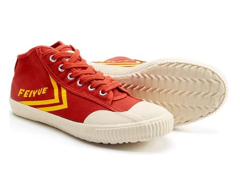 FEIYUE Classic Skate Sports Street Fashion Training Shoes Sneakers Mid Top Size 34-39 Unisex Youth Adult Red