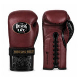 No Boxing No Life BOXING GLOVES SEEK DESTROY Lace Up Extra Thick Microfiber 8-16 oz Burgundy