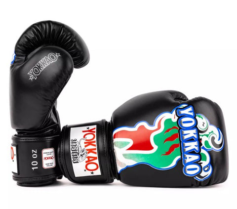 YOKKAO PANTHER MUAY THAI BOXING GLOVES 8-16 oz Black