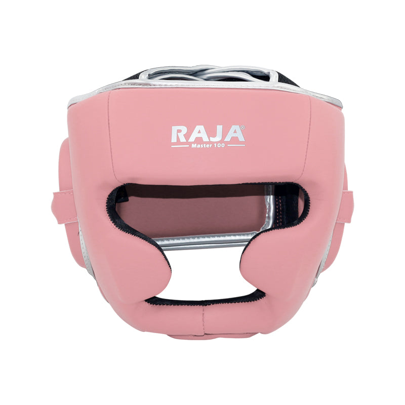 RAJA MASTER-100 MUAY THAI BOXING MMA HEADGEAR HEAD GUARD PROTECTOR Cowhide Leather M-XL Pink