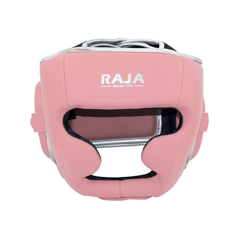 RAJA MASTER-100 MUAY THAI BOXING MMA HEADGEAR HEAD GUARD PROTECTOR Cowhide Leather M-XL Pink