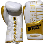 GREENHILL EXCELLENT PROFESSIONAL COMPETITION BOXING GLOVES LACE UP 8-16 oz White Gold