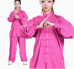 Traditional Martial Art Tai Chi Kung Fu Uniform Suit(U02) Summer Linen Size S-XXL Unisex Dark Pink