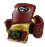No Boxing No Life GEL Enforced Layer D30 Boxing Gloves Velcro closure Microfiber 10-16 oz Vintage Red Gold