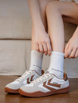 FEIYUE dritte Ausgabe Turnschuhe Segeltuchschuhe Brettschuhe Trend weiße Schuhe 8182 Größe 34-39 Weiblich Jugend Erwachsene 2 Farben Sohle-Rosa / Braun-Gold 