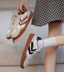 FEIYUE dritte Ausgabe Turnschuhe Segeltuchschuhe Brettschuhe Trend weiße Schuhe 8182 Größe 34-39 Weiblich Jugend Erwachsene 2 Farben Sohle-Rosa / Braun-Gold 