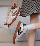 FEIYUE dritte Ausgabe Turnschuhe Segeltuchschuhe Brettschuhe Trend weiße Schuhe 8182 Größe 34-39 Weiblich Jugend Erwachsene 2 Farben Sohle-Rosa / Braun-Gold 
