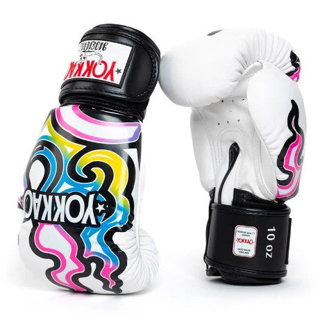 YOKKAO FLAMES BOXING GLOVES GOLD 8-16 oz White