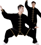 Traditional Martial Art Tai Chi Kung Fu Uniform Suit(U01) Winter Golden Velvet Size S-XXL Unisex Black Gold