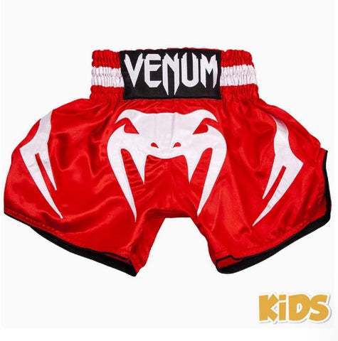 Venum BANGKOK INFERNO Youth MUAY THAI BOXING Shorts 8-14 yrs Red White