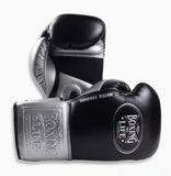 No Boxing No Life BOXING GLOVES HATED TRAINNING SERIES Microfiber 8-16 oz Black Silver