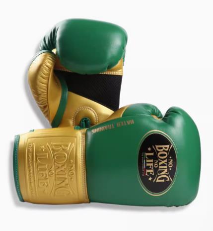 No Boxing No Life BOXING GLOVES HATED TRAINNING SERIES Microfiber 6 oz Gold Green