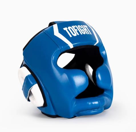 TOFIGHT MUAY THAI BOXING MMA HEADGEAR HEAD GUARD PROTECTOR HG-P1 JUNIOR Size S / M Blue