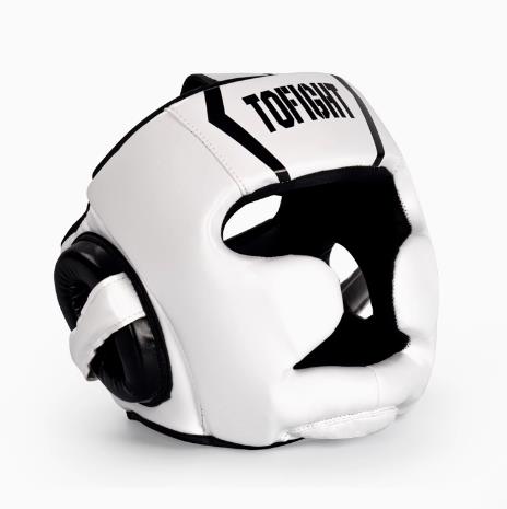 TOFIGHT MUAY THAI BOXING MMA HEADGEAR HEAD GUARD PROTECTOR HG-P1 JUNIOR Size S / M White