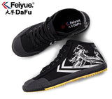 FEIYUE Dragon Sports Street Fashion Training Shoes Sneakers Mid Top Size 34-47 Unisex Youth Adult Black