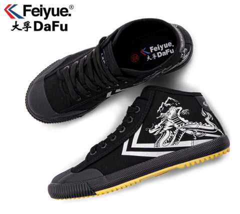 FEIYUE Dragon Sports Street Fashion Training Shoes Sneakers Mid Top Size 34-47 Unisex Youth Adult Black