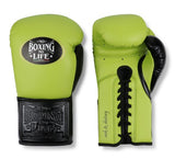 No Boxing No Life BOXING GLOVES SEEK DESTROY Lace Up Extra Thick Microfiber 8-16 oz Green Black