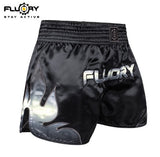 FLUORY MTSF116 MUAY THAI BOXING SHORTS XS-XXXL Black UNISEX JUNIOR & ADULT
