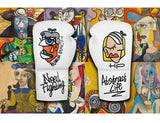 No Boxing No Life X Humor Punch Boxing Gloves Lace Up Microfiber 10-16 oz White