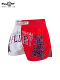 FLUORY MTSF156 MUAY THAI BOXING SHORTS XXS-XXXL UNISEX JUNIOR & ADULT WHITE RED