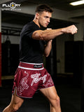 FLUORY MTS-C1197  MUAY THAI BOXING SHORTS XS-XXXL UNISEX JUNIOR & ADULT RED