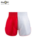 FLUORY MTSF156 MUAY THAI BOXING SHORTS XXS-XXXL UNISEX JUNIOR & ADULT WHITE RED