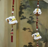 Cultural Art Chinese Traditional Miniature Lion Dance Handicraft Car Hanging Ornament Decorative 9 Colours