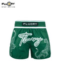 FLUORY MTS-C1197  MUAY THAI BOXING SHORTS XS-XXXL UNISEX JUNIOR & ADULT GREEN