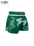 FLUORY MTS-C1197  MUAY THAI BOXING SHORTS XS-XXXL UNISEX JUNIOR & ADULT GREEN