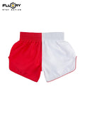 FLUORY MTSF156 MUAY THAI BOXING SHORTS XXS-XXXL UNISEX JUNIOR & ADULT WHITE RED