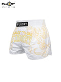 FLUORY MTS-C1234 MUAY THAI BOXING SHORTS XS-XXXL UNISEX JUNIOR & ADULT WHITE