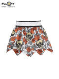 FLUORY SKULL MUAY THAI BOXING SHORTS XS-XXXL UNISEX JUNIOR & ADULT WHITE