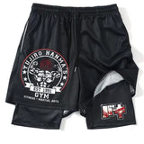 Yujiro Hanma Sports Gym Athletic 2-in-1 Training Shorts S-5XL Black / Red