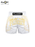 FLUORY MTS-C1234 MUAY THAI BOXING SHORTS XS-XXXL UNISEX JUNIOR & ADULT WHITE