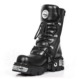 Motorrad Biker Rock Punk Gothic Style Stiefel FWMB008D Rindsleder Schwarz Gr. 38-50 