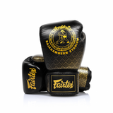 FAIRTEX X RAJADAMNERN PREMIUM MUAY THAI BOXING GLOVES BGV-Rajadamnern 10/12 oz Black Gold