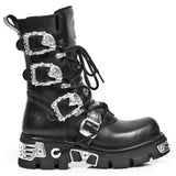 Motorrad Biker Rock Punk Gothic Style Stiefel FWMB008D Rindsleder Schwarz Gr. 38-50 