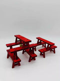 Cultural Art Chinese Traditional Miniature Lion Dance Handcraft Props Set of Baxian Benches 10x3x3 cm