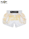 FLUORY MTS-C1234 MUAY THAI BOXING SHORTS XS-XXXL UNISEX JUNIOR & ADULT WHITE