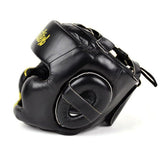 FAIRTEX DIAGONAL VISION HG13 Kopfschutz zum Schnüren, für Muay Thai, Boxen, MMA, Sparring, Kopfschutz, Leder, M-XL, Schwarz