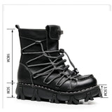Motorcycle Biker Rock Punk Gothic Boots FWMB014 Cowhide Leather Black Size 37-50