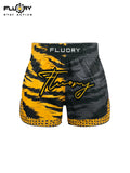 FLUORY MTSF191 MUAY THAI BOXING SHORTS XS-XXXL UNISEX JUNIOR & ADULT Black Yellow