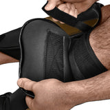 HAYABUSA T3 FULL BACK MUAY THAI BOXING MMA SHIN GUARD PROTECTOR M Black Gold